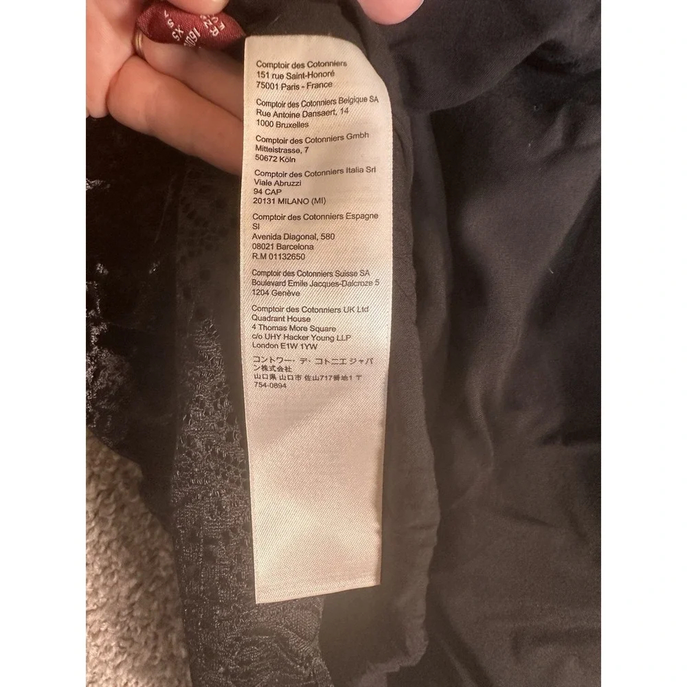 Comptoir des Cotonniers Black Crushed Velvet Lace Trim‎ Skirt Size XS In EUC - Picture 8 of 8